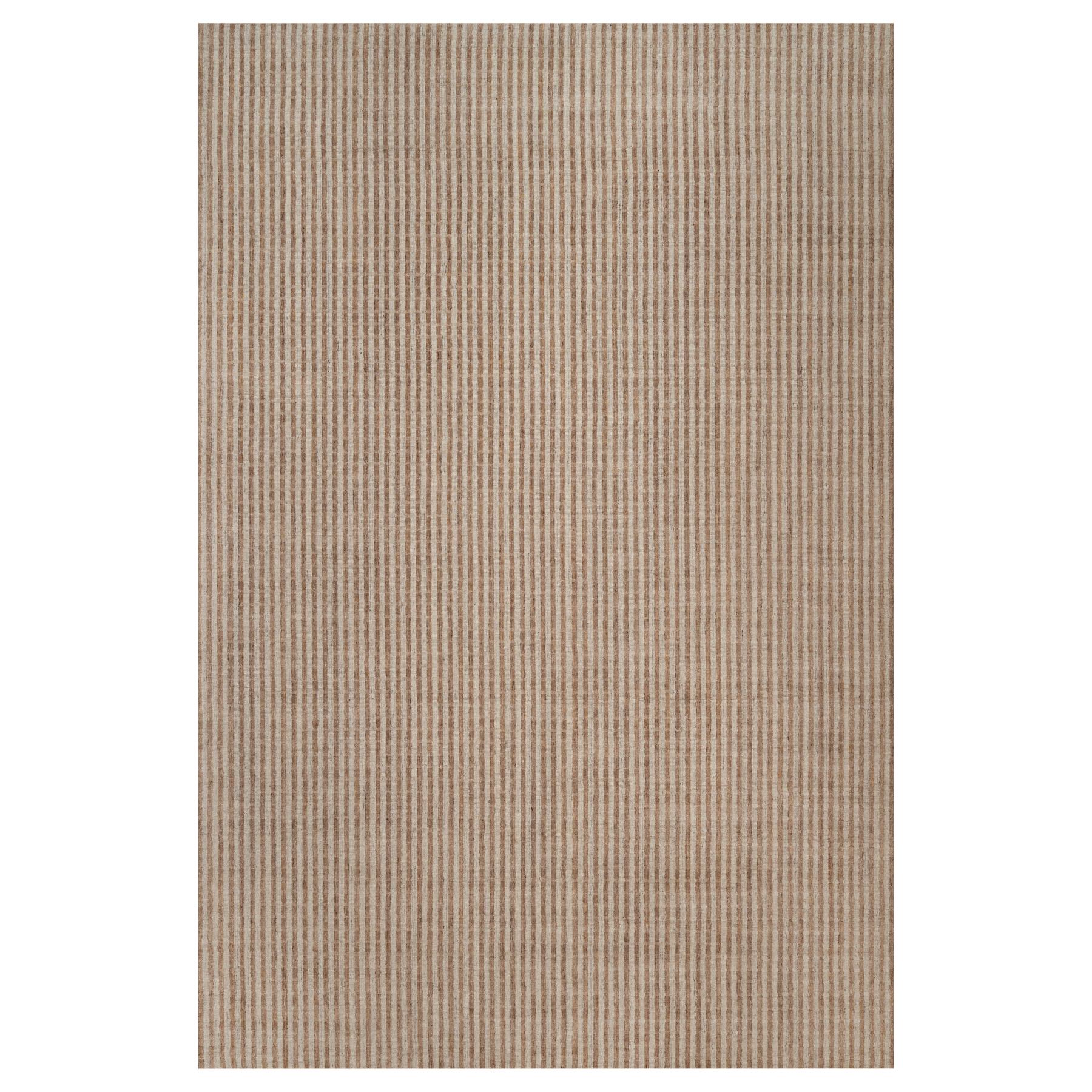 12'1"x18'3" Tan and Beaver Brown, Vertical Stripes Design with Salt and Pepper Effect, Hand Loomed, Undyed Natural Wool, Oversized, XL, Oriental Rug 